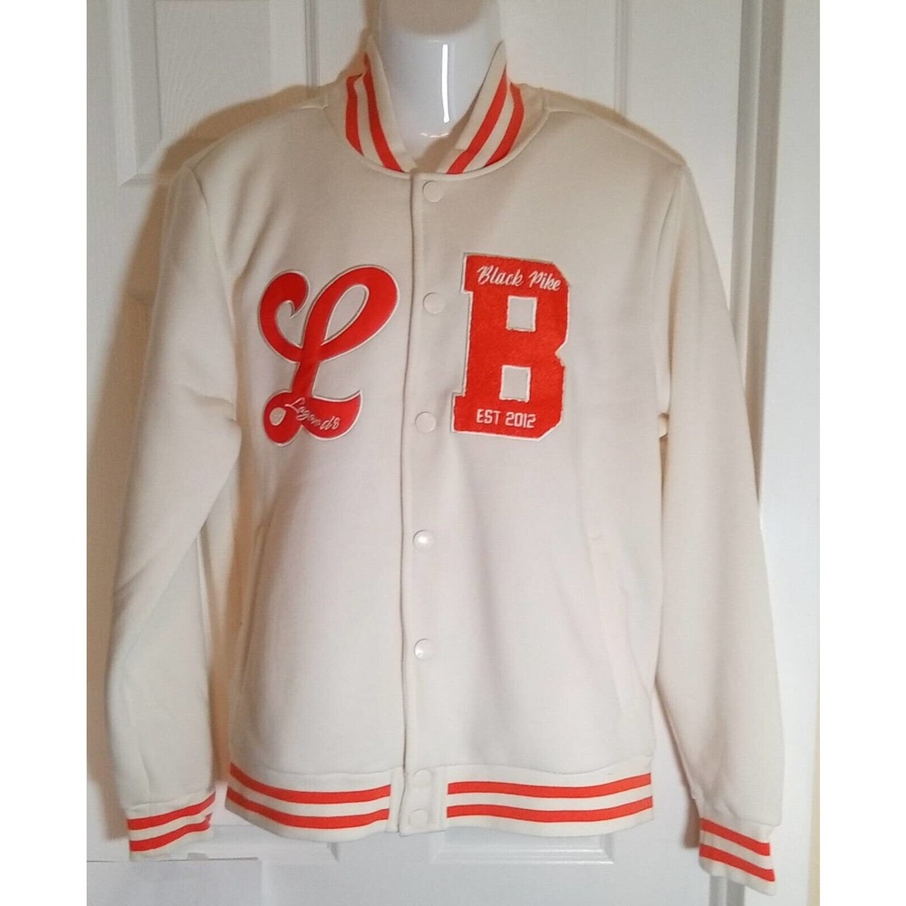 Black Pike Patch Off-white & Orange Varsity Fleece Jacket Men's LG
